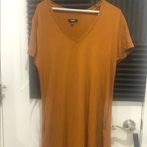 Mustard yellow T-shirt Dress with pockets
